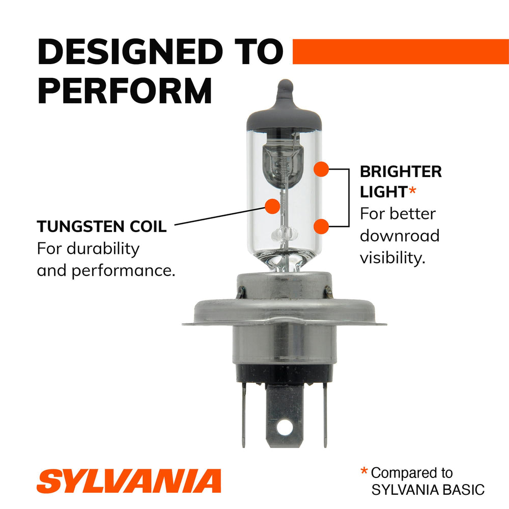 SYLVANIA 9003 XtraVision next to ruler showing exact size and fit clarity