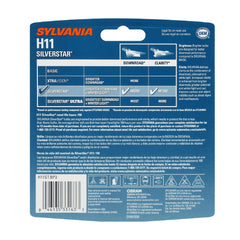 SYLVANIA primer plano del bulbo H11 SilverStar que revela su recubrimiento y claridad