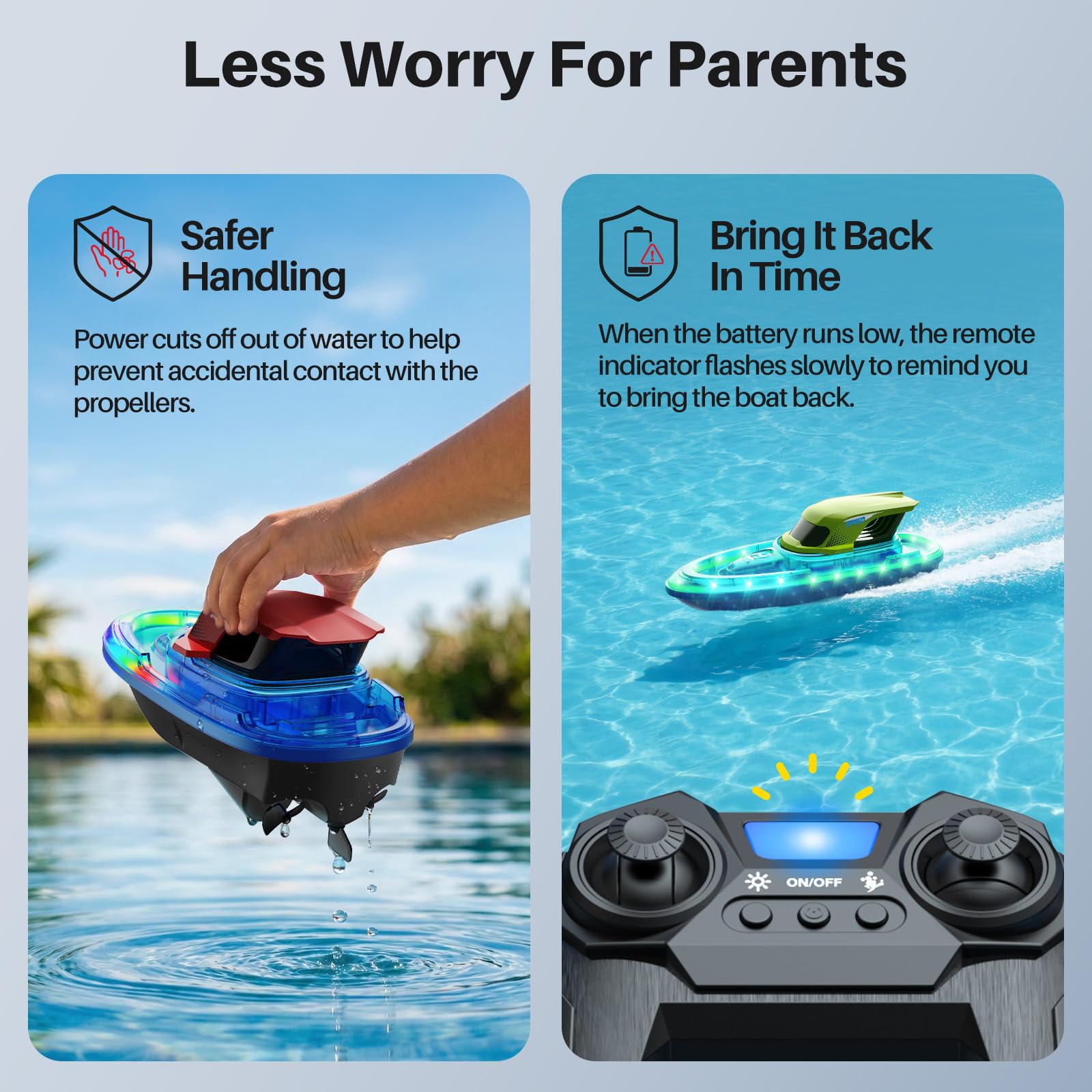 SYMA hand holding boat for size scale, easy for kids to handle