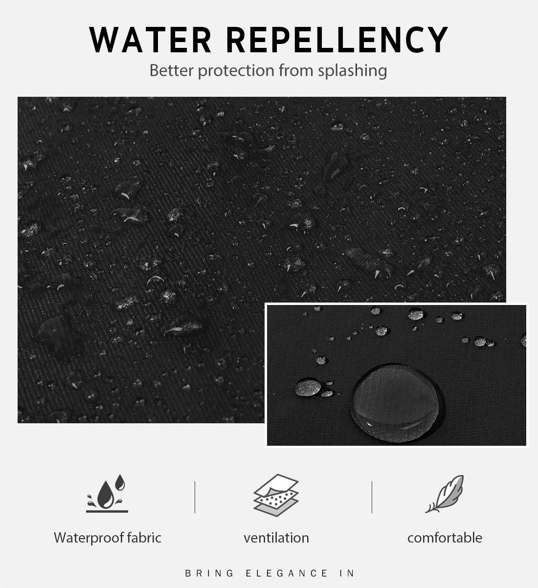 Syntus textura de poliéster resistente a manchas demostrando fácil limpieza