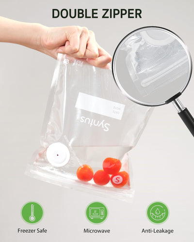 Syntus three bag sizes laid flat showing small, medium, large for portioning