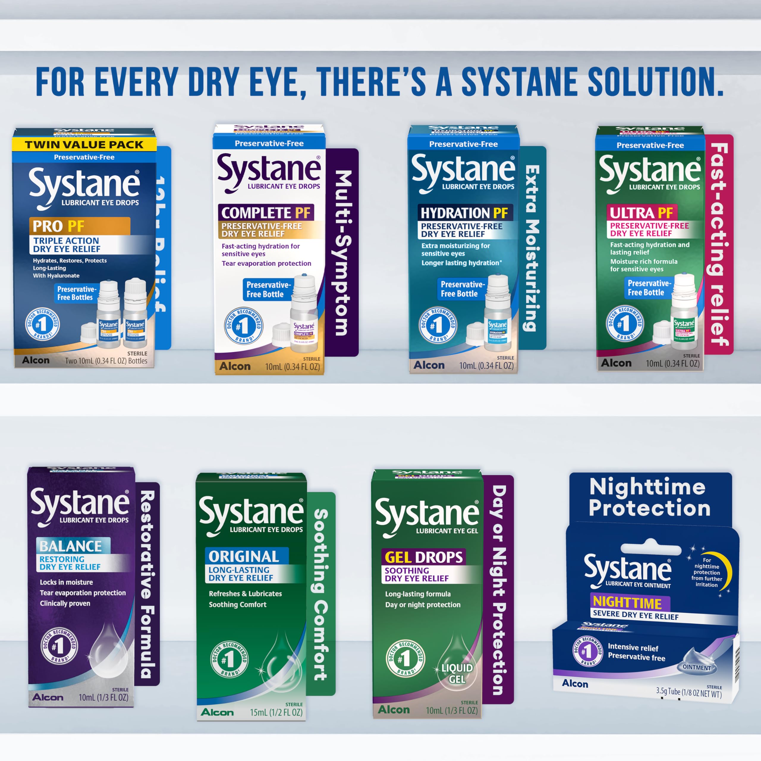 Systane PRO comparación de tamaño para llevar en bolso o mochila