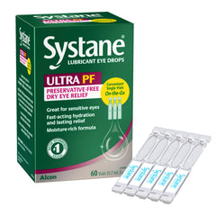 Systane viales frontal mostrando envase estéril y fácil aplicación