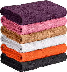 T & L Towel and Linen Mart frente del pack muestra seis toallas, conveniente almacenamiento