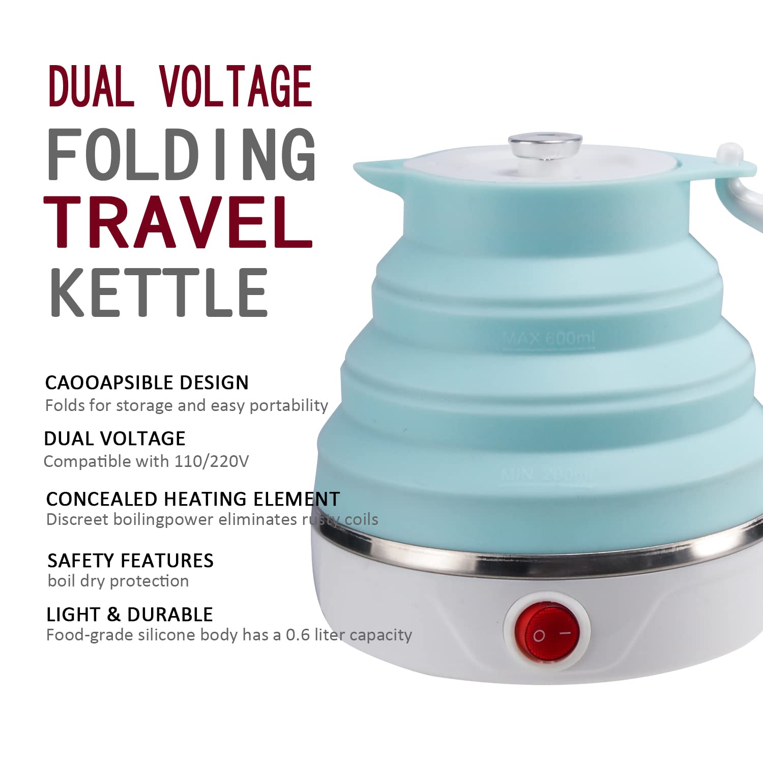 T-magitic unfolded kettle at full 600ml capacity for practical hot water use
