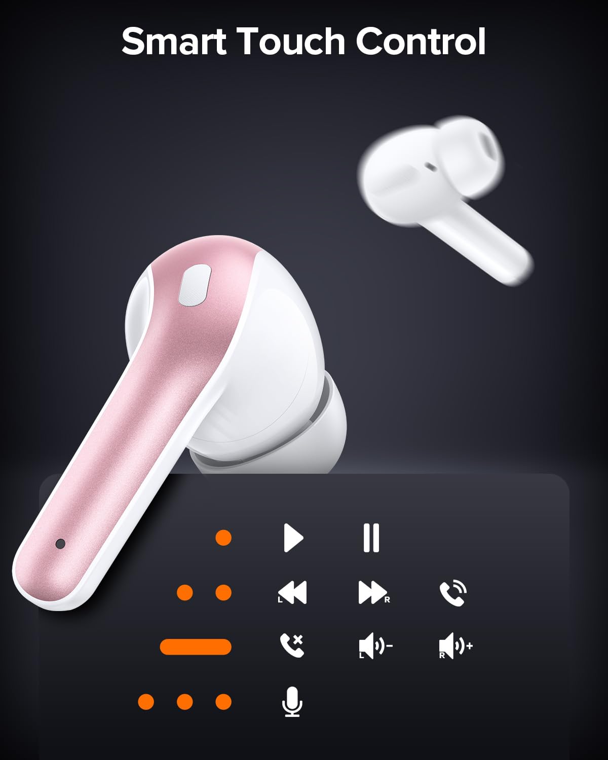 TAGRY auriculares junto a smartphone ilustrando emparejamiento y manos libres