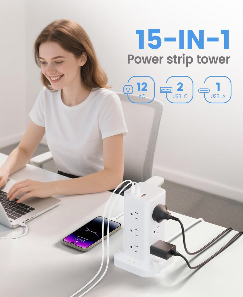 TAGZILO detalle de puertos USB-C y USB-A con carga rápida y organización
