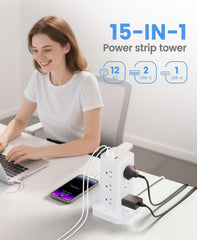 TAGZILO detalle de puertos USB-C y USB-A con carga rápida y organización