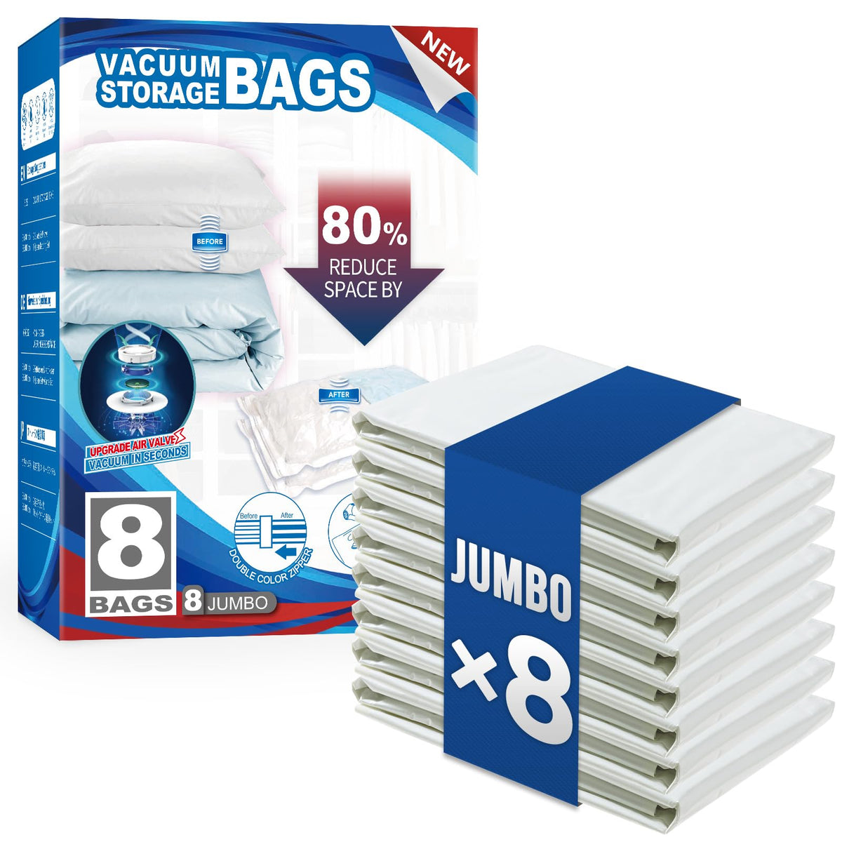 TAILI frente del paquete jumbo mostrando ocho bolsas y capacidad grande