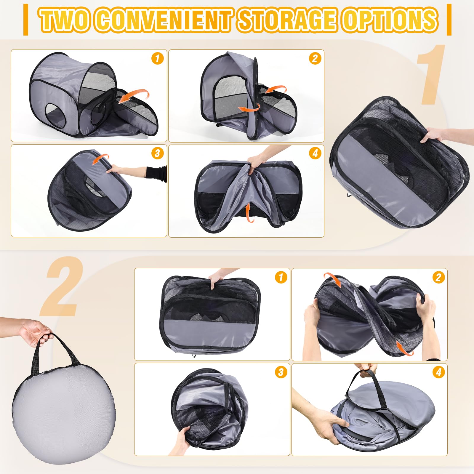 TailTastic folded playpen compact for storage and travel, makes transport convenient