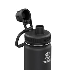 Takeya insulated spout lid close-up highlighting leakproof convenience