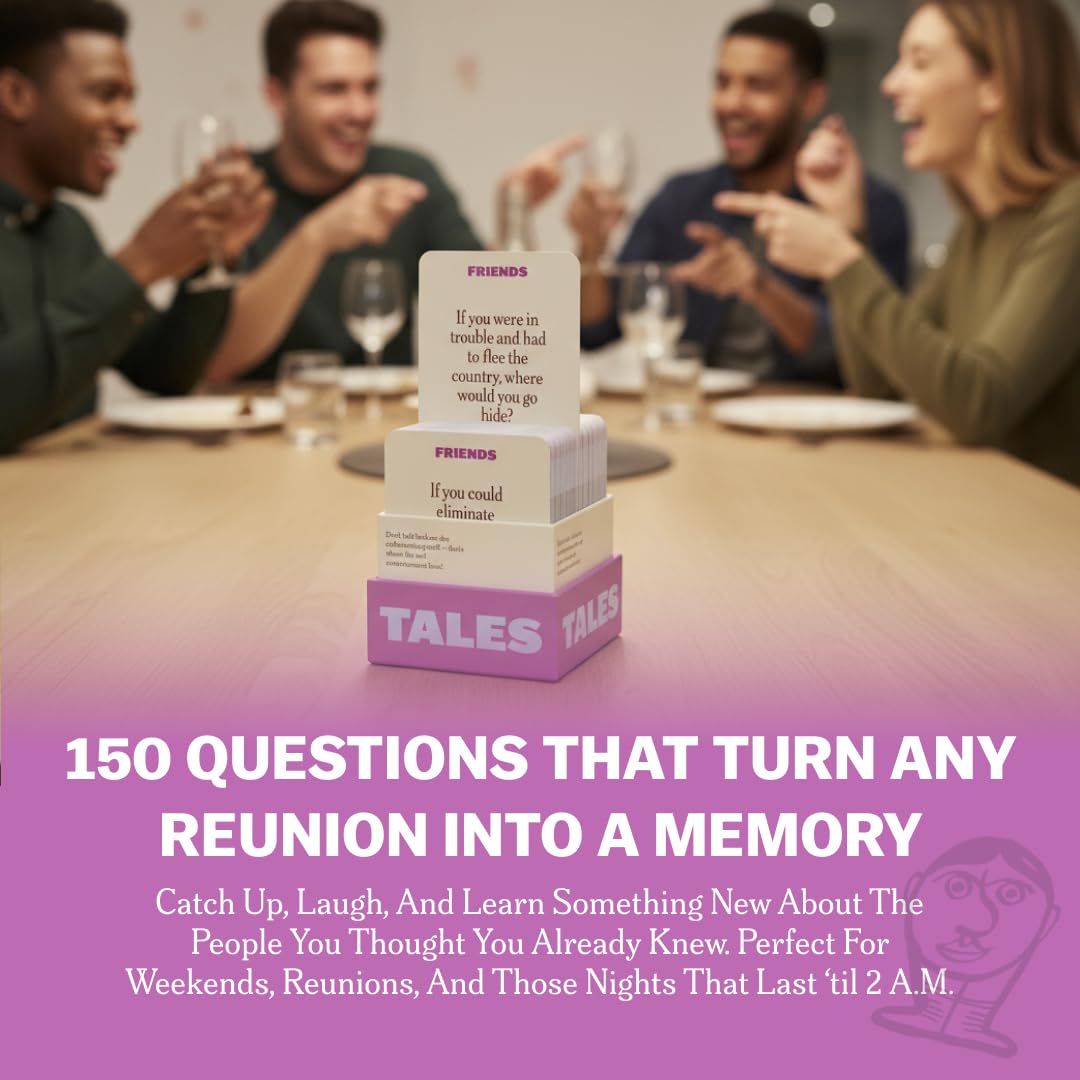 TALES friends playing around a table enjoying icebreaker questions and laughs