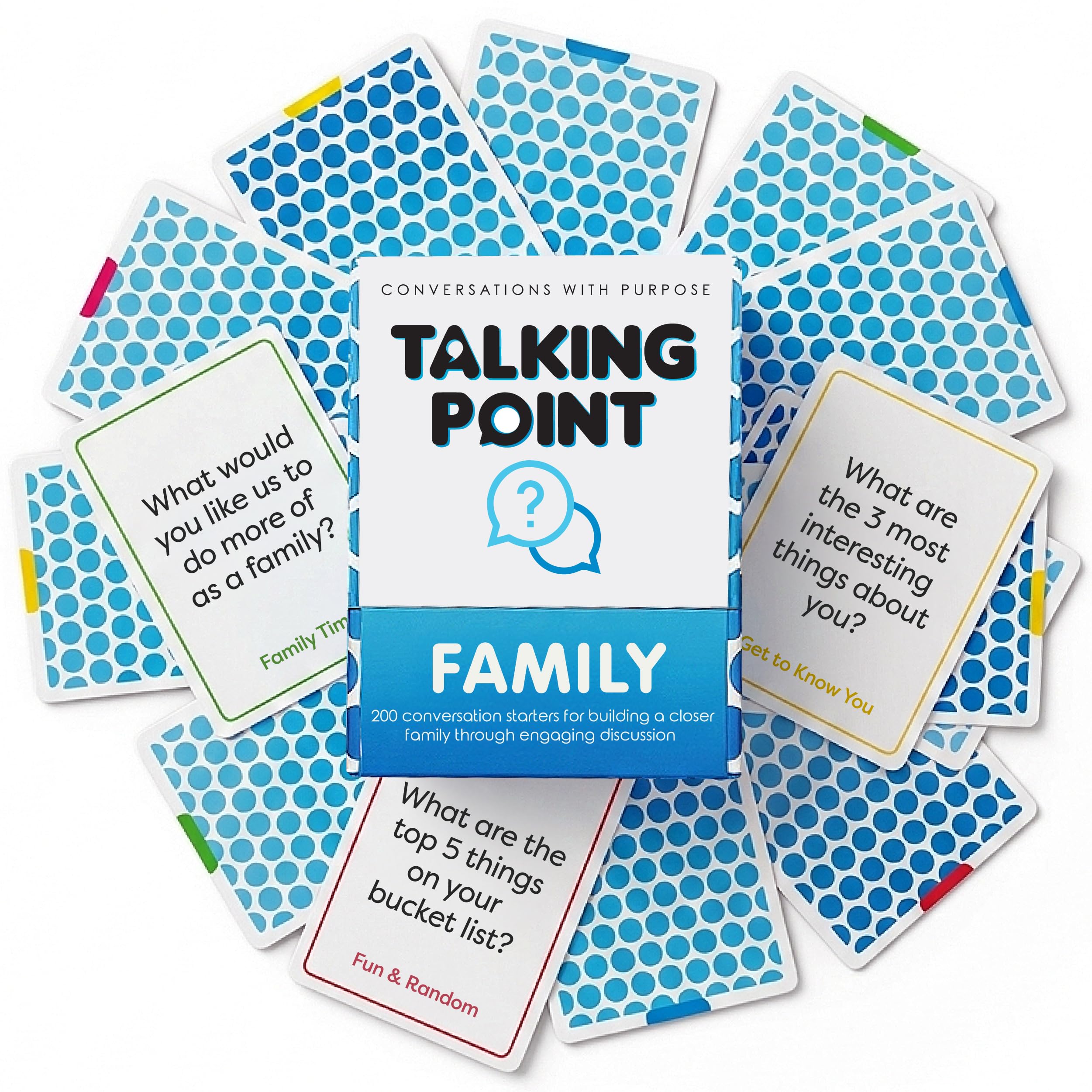 TALKING POINT CARDS frente del mazo mostrando diseño y cantidad de cartas
