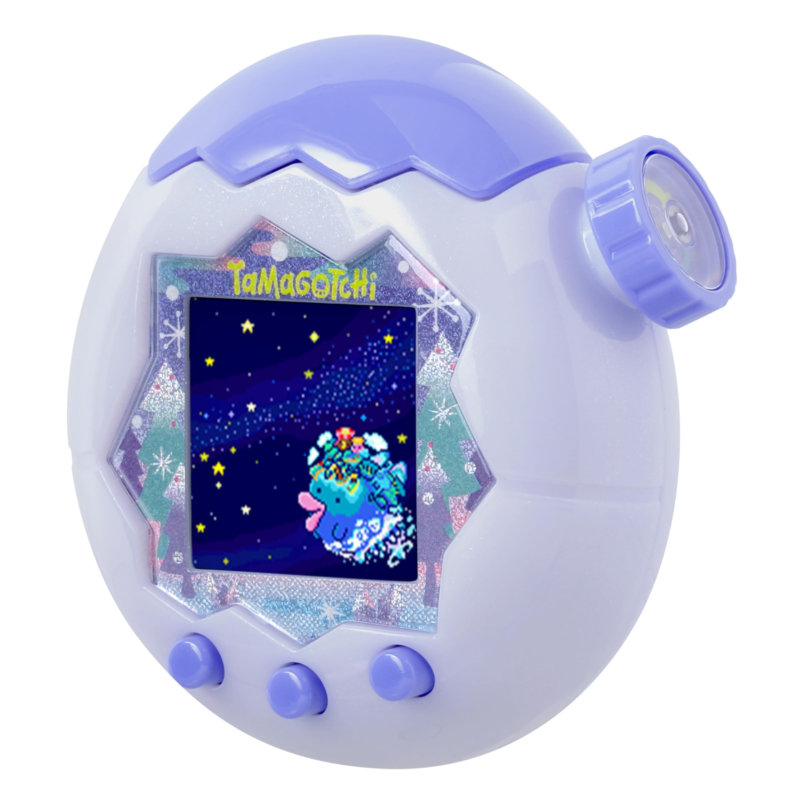 Tamagotchi comparado con una mano para ver tamaño y portabilidad