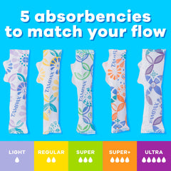 Tampax textura exterior suave diseñada para extracción cómoda