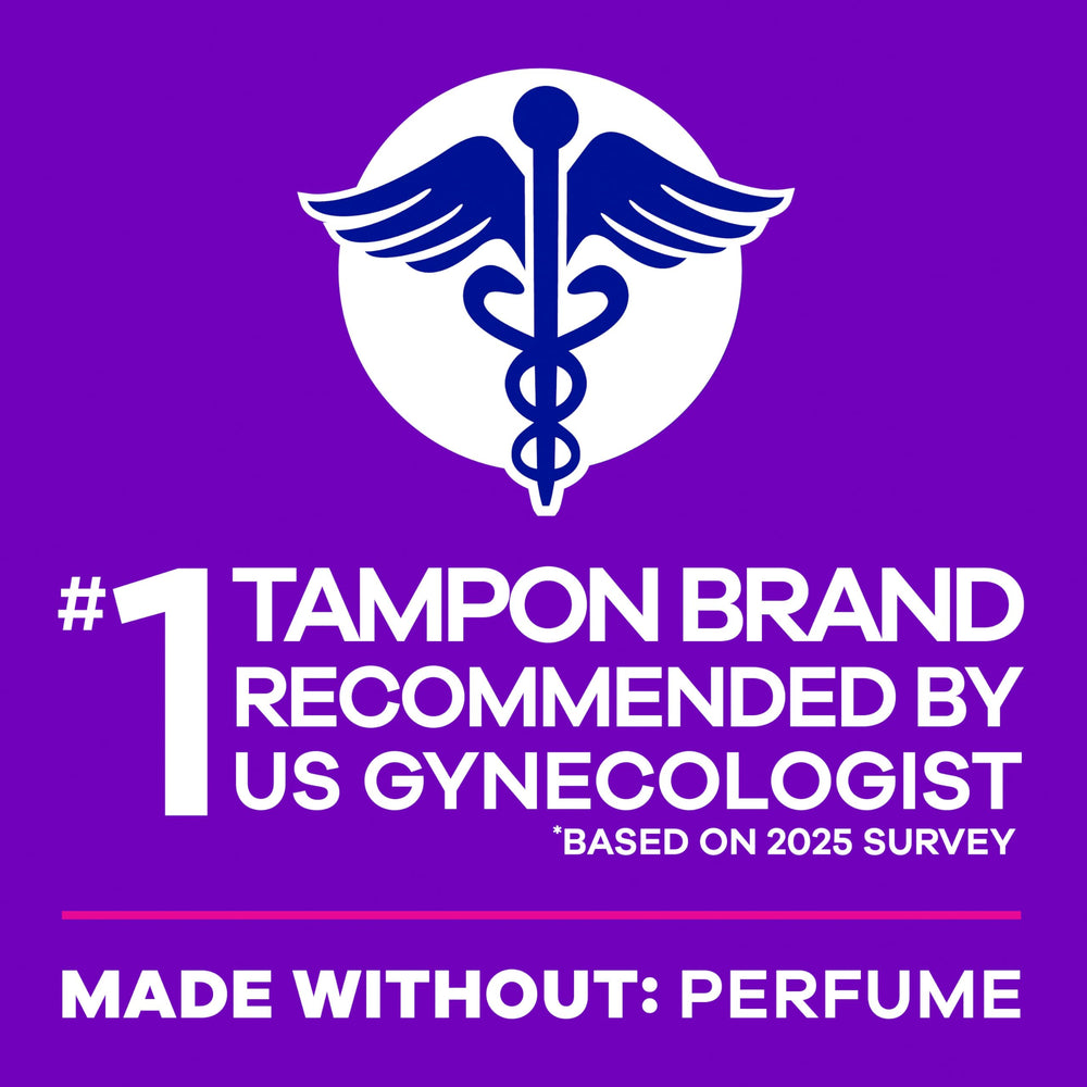 Tampax Radiant etiqueta de ingredientes sin perfume ni colorantes