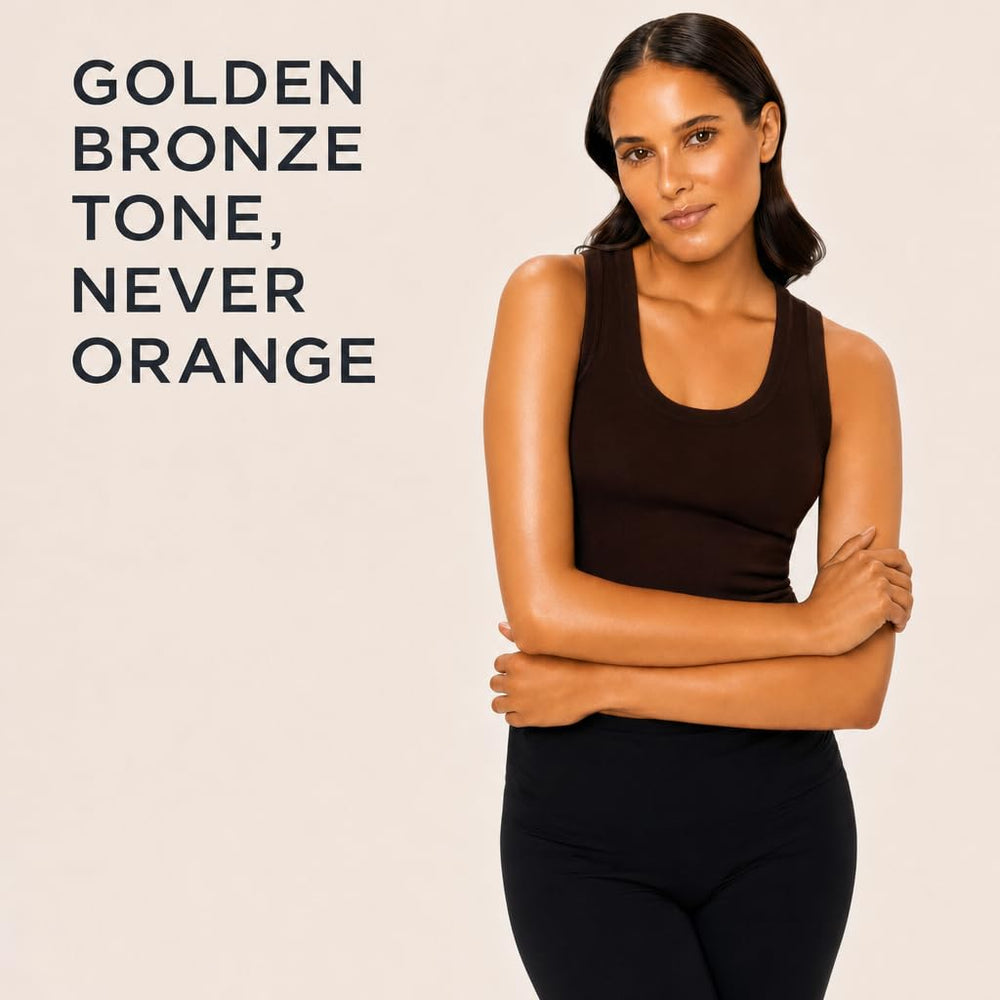 Tan-Luxe tamaño comparado con la mano para visualizar 200 ml