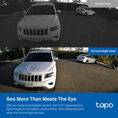Tapo invisible IR mode detail showing discreet night vision without red glow