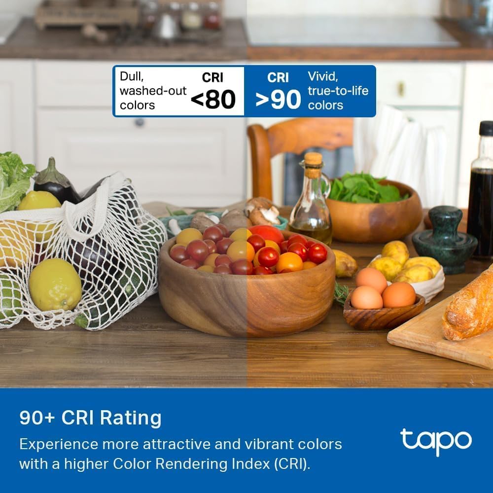 Tapo L535E en sala con colores vibrantes para ambientar
