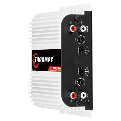 Taramps TS 400x4 top view of heat sink fins showing improved cooling performance