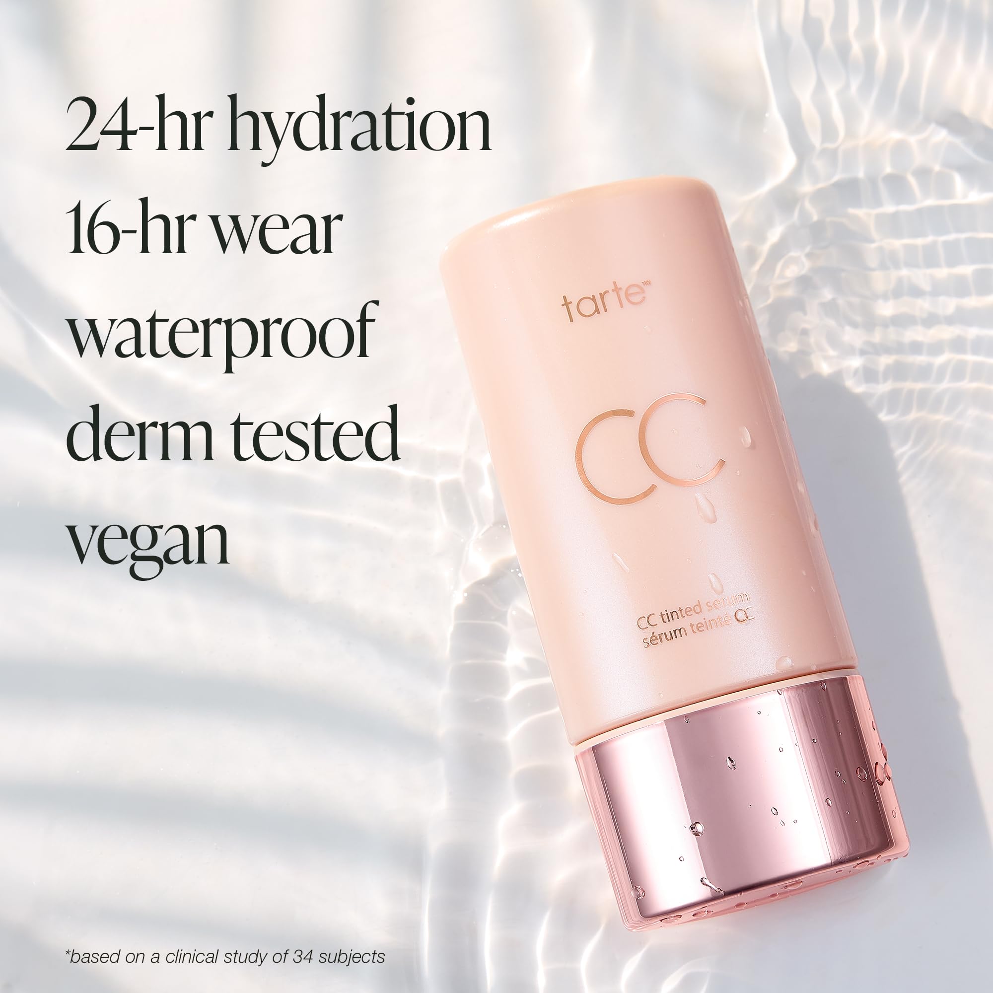 tarte close-up of product label showing vegan cruelty-free claim benefit