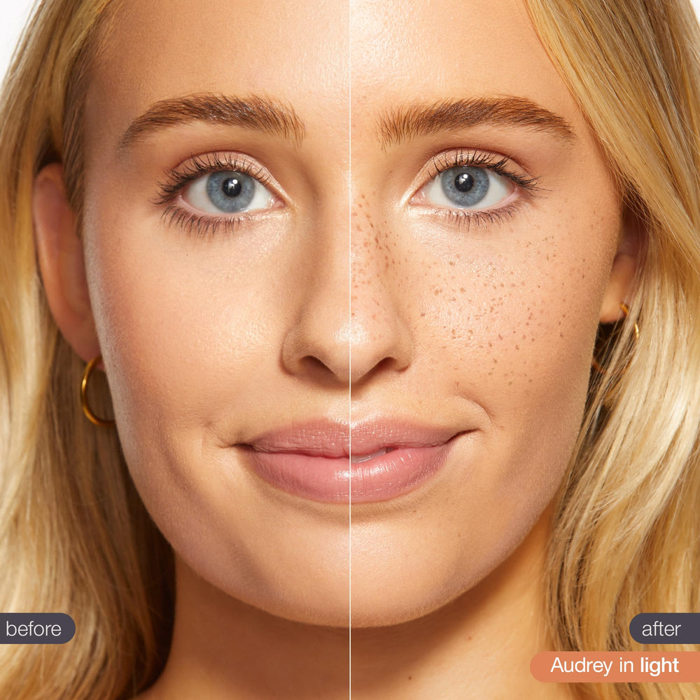 tarte demostración en rostro creando pecas naturales y efecto solar