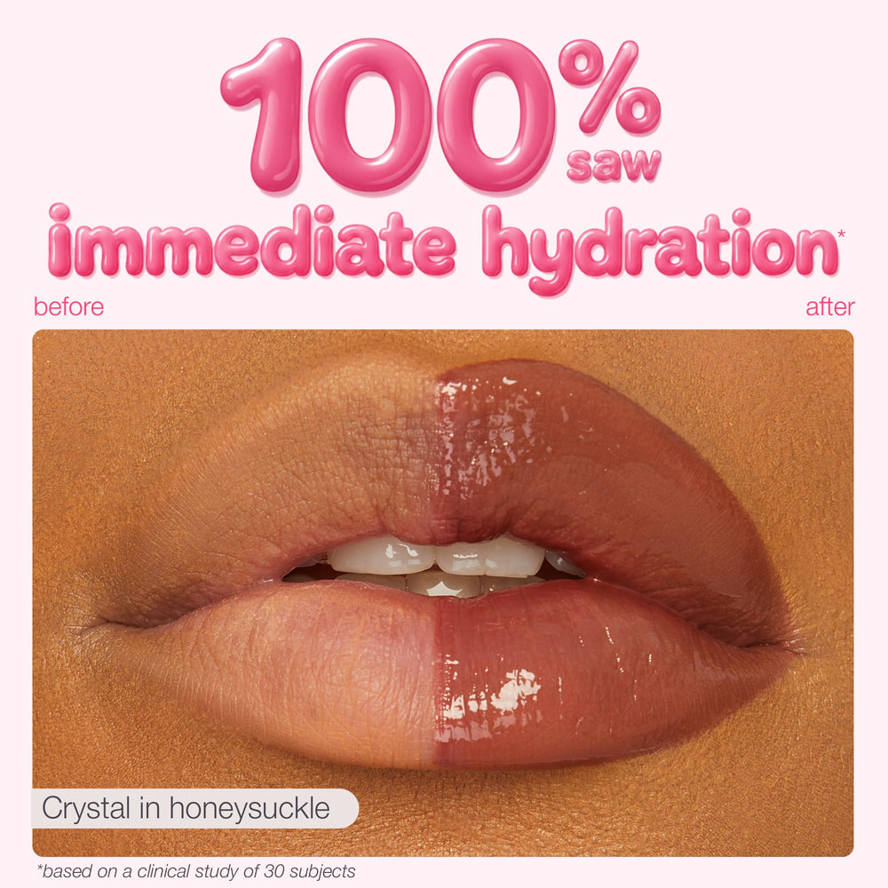 tarte labios antes y después del uso mostrando más volumen y aspecto hidratado