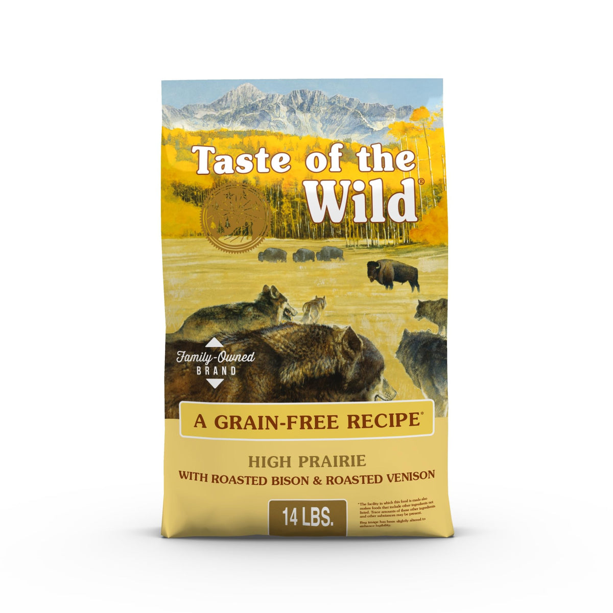Taste of the Wild front packaging showing roasted bison and venison benefits