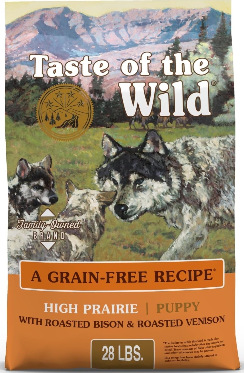 Taste of the Wild front bag showing roasted bison recipe and benefits