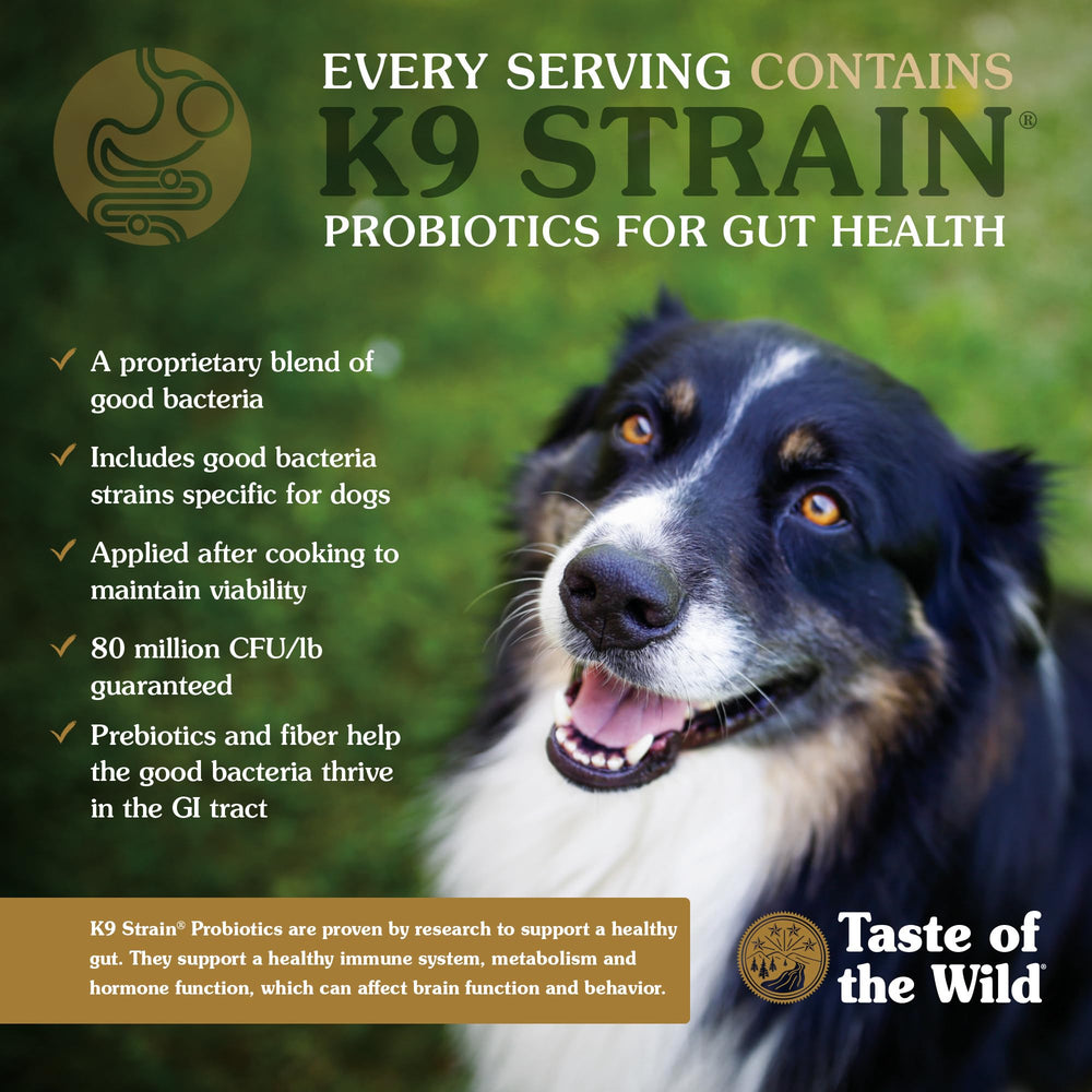 Taste of the Wild nutrition label highlighting real meat first ingredient