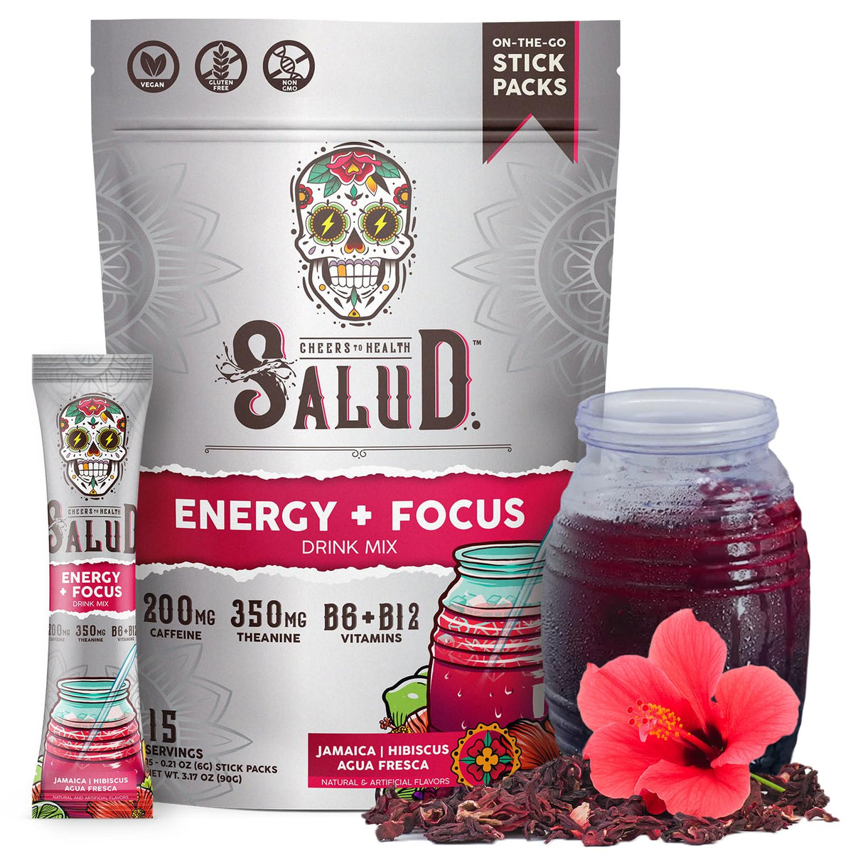 Taste Salud sobre frontal hibisco mostrando diseño y conveniencia