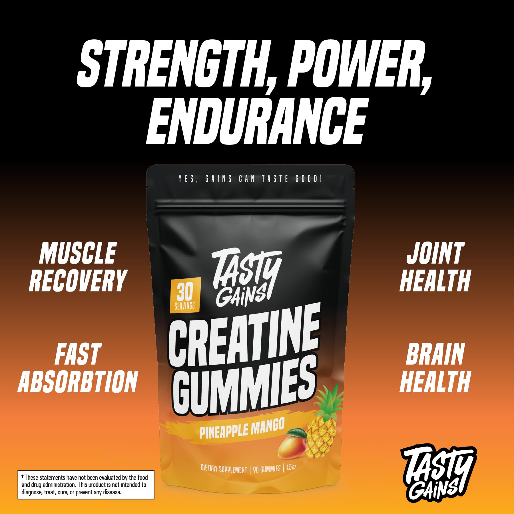 TASTY GAINS envase abierto mostrando gominolas y facilidad de transporte