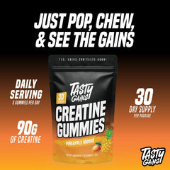 TASTY GAINS primer plano de textura de gominola que muestra la textura masticable