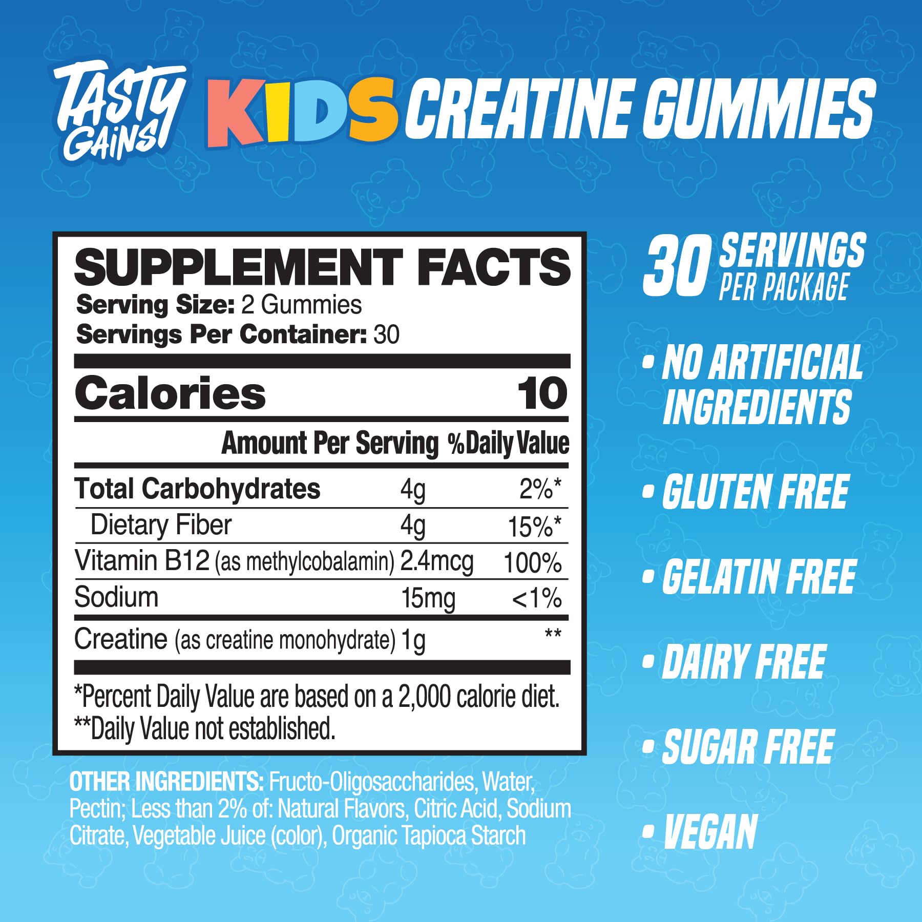 TASTY GAINS primer plano de textura de gomita y atractivo sabor