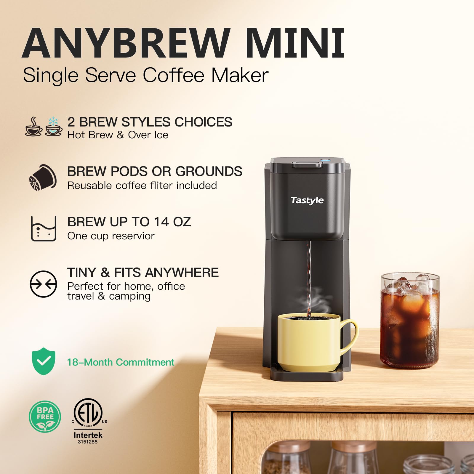 Tastyle detalle del compartimento K-Cup mostrando compatibilidad y rapidez