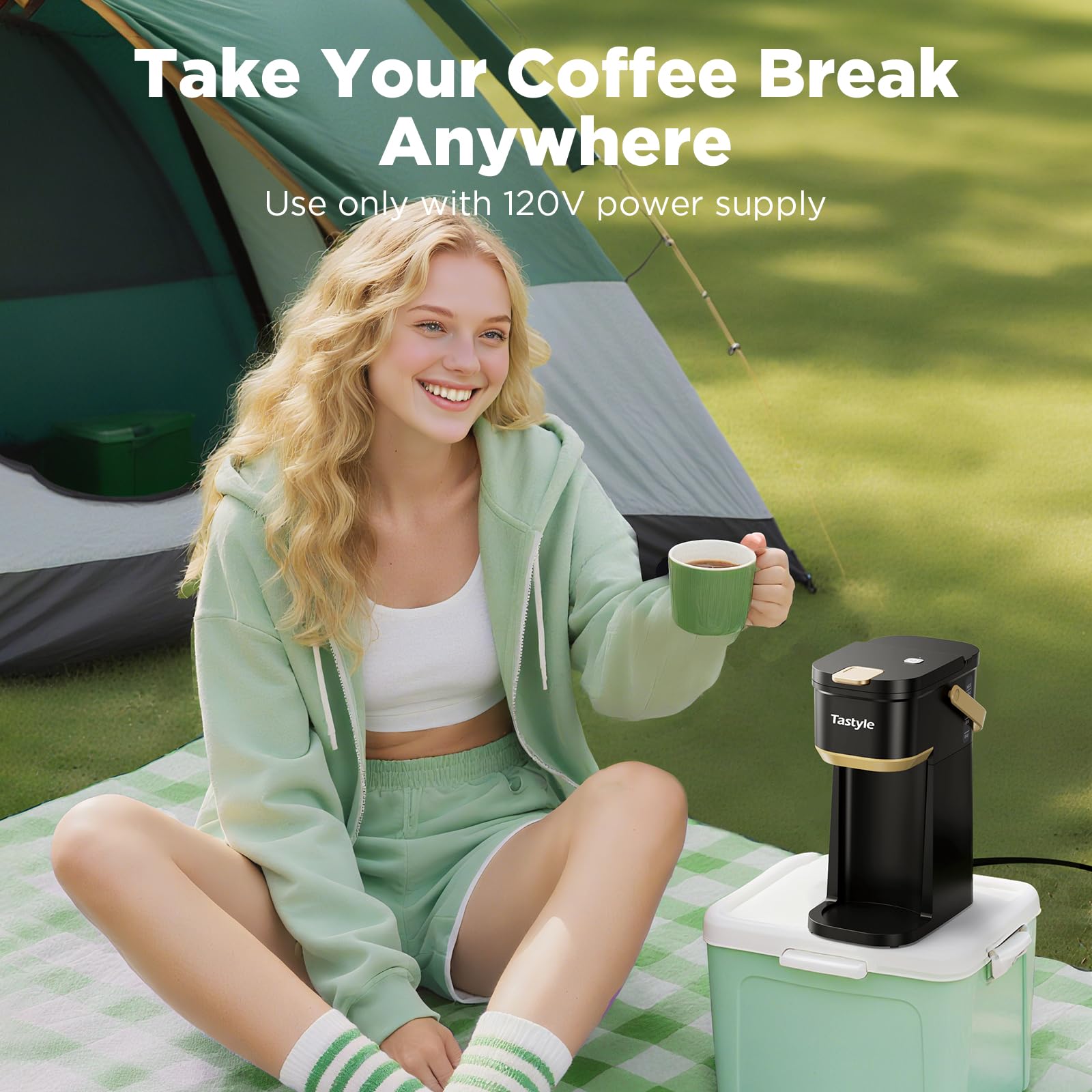 Tastyle junto a una taza para comparar tamaño y porción práctica