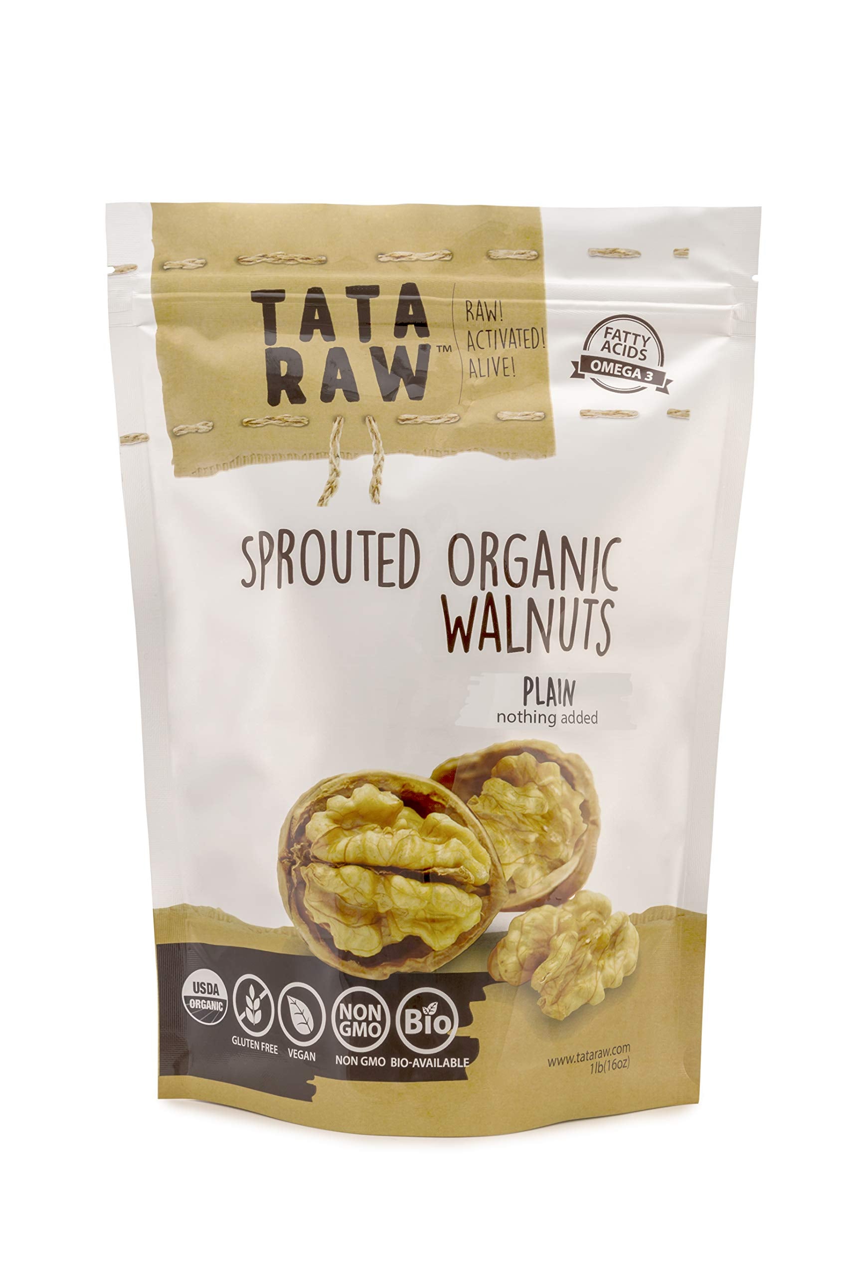 TATA RAW frente del paquete mostrando producto puro y empaque práctico