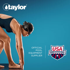 Taylor kit en uso junto a piscina mostrando control de agua
