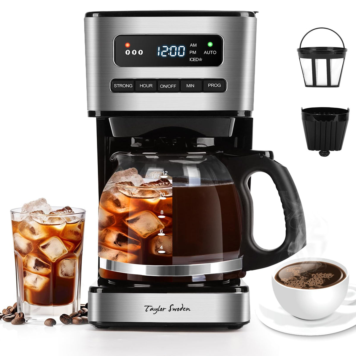 Taylor Swoden front view showing black stainless finish and compact design benefits