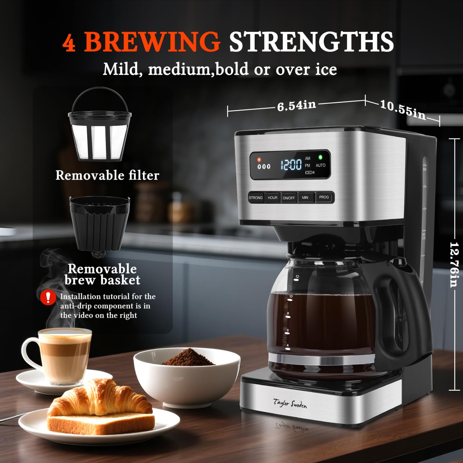 Taylor Swoden iced coffee preparation with ice in carafe for cool refreshing drinks