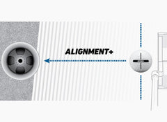 TaylorMade Distance+ ball on tee in sunlight showing alignment aid for accurate aim