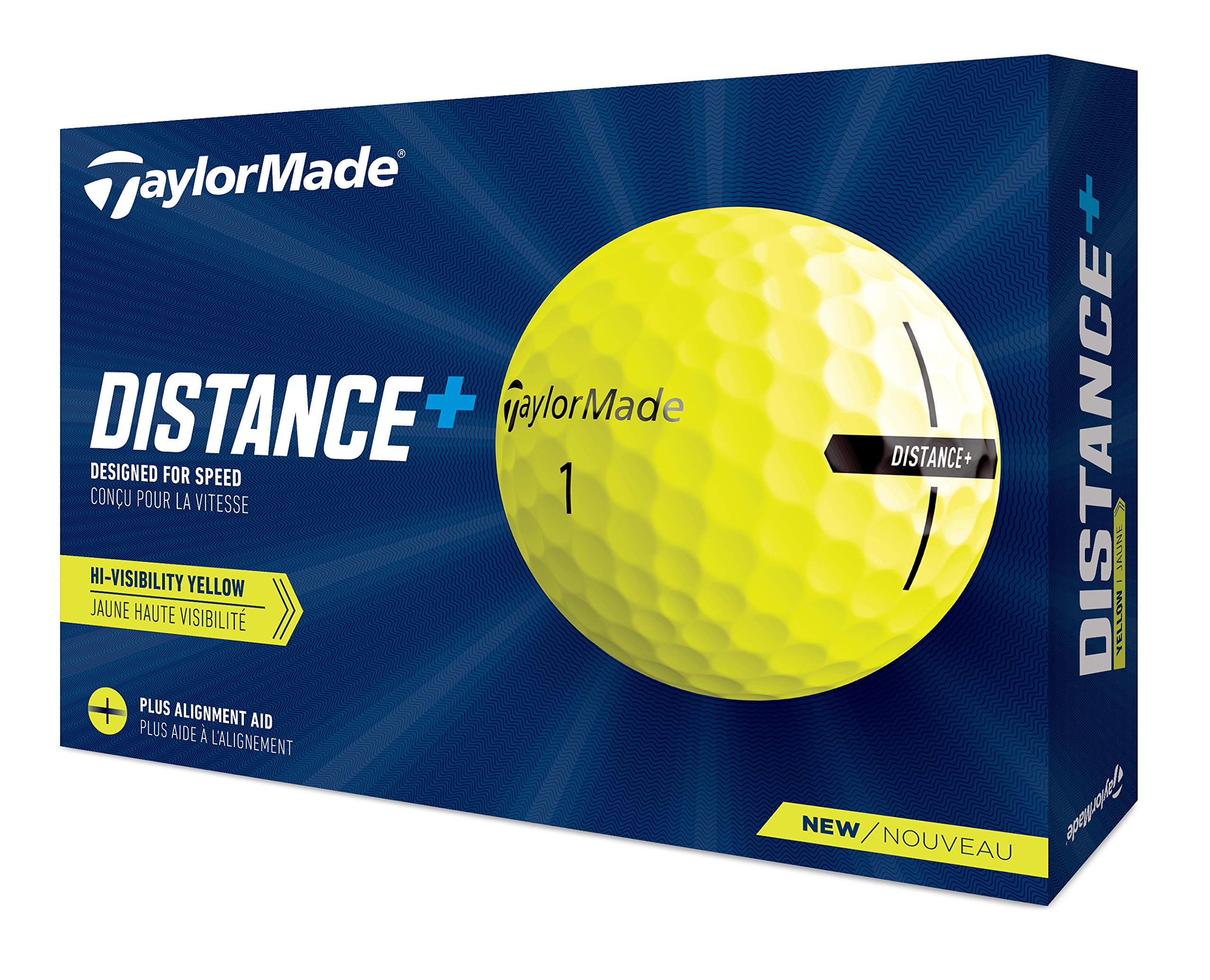 TaylorMade front packaging in yellow showing 12 balls and branding for quick identification