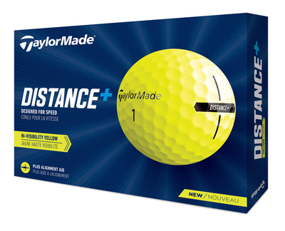 TaylorMade front packaging in yellow showing 12 balls and branding for quick identification