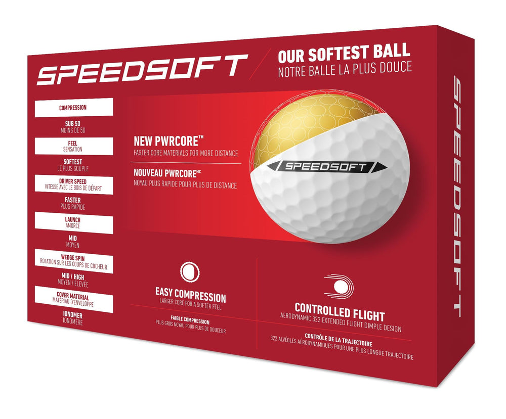 TaylorMade SPEEDSOFT close-up in hand highlighting yellow cover and soft feel for better control