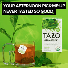 TAZO bolsita individual con etiqueta y aroma listo para infusionar