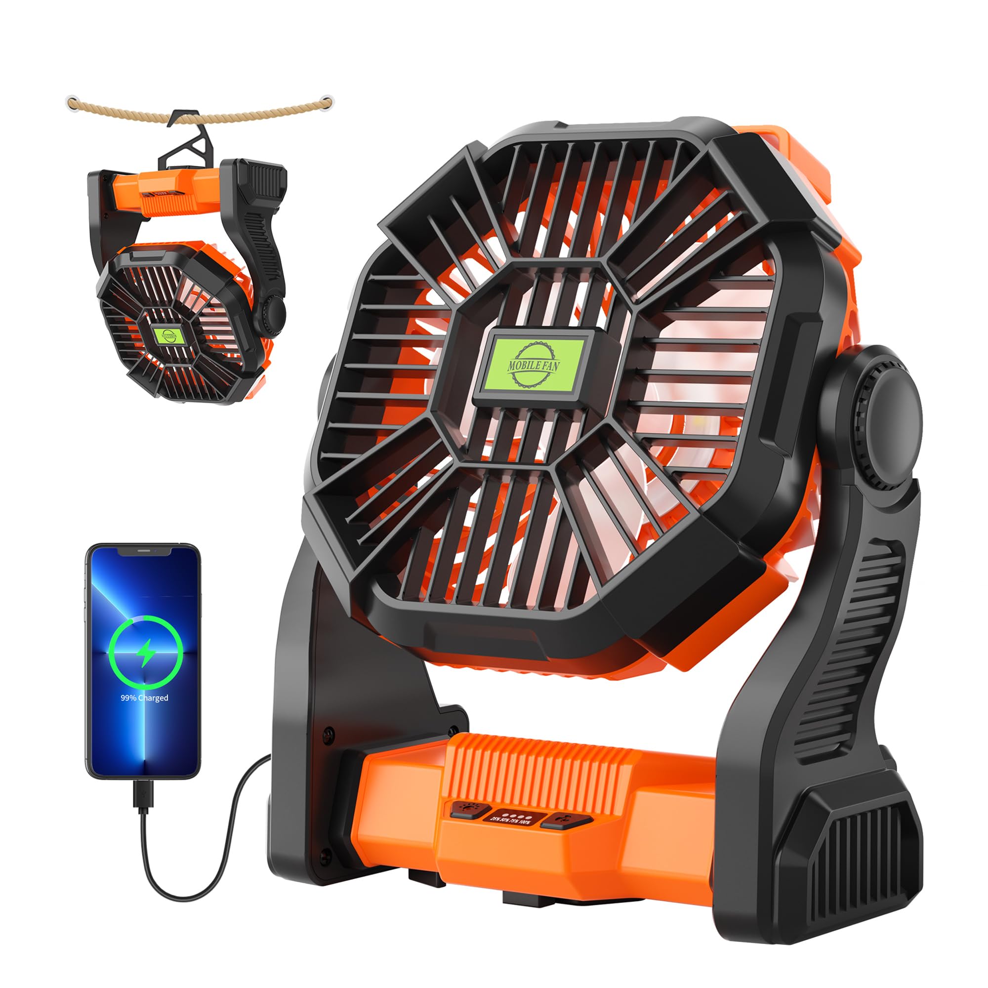 TDLOL ventilador portátil frontal mostrando diseño compacto y manejo fácil