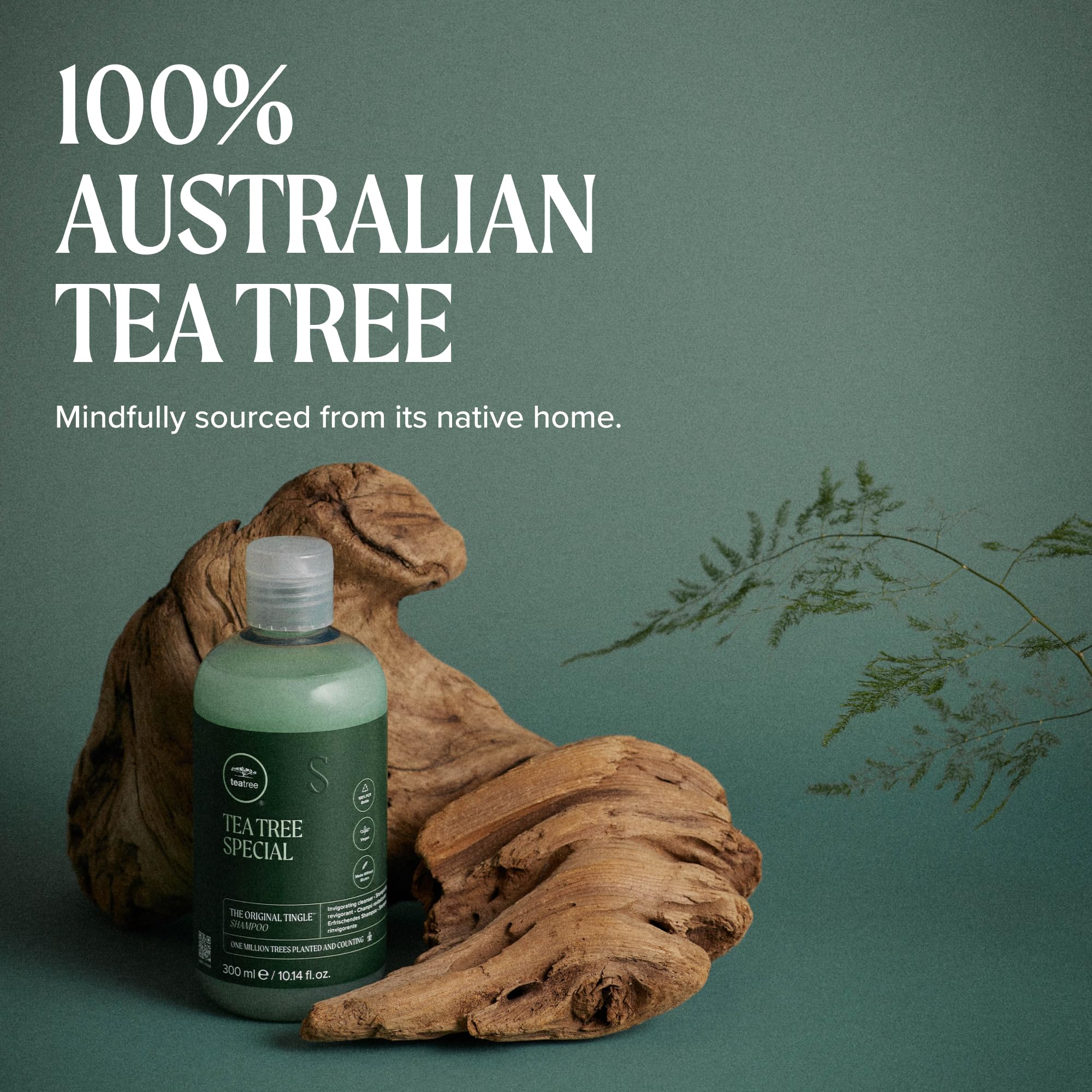 Tea Tree botella de aluminio reutilizable enfatizando sostenibilidad