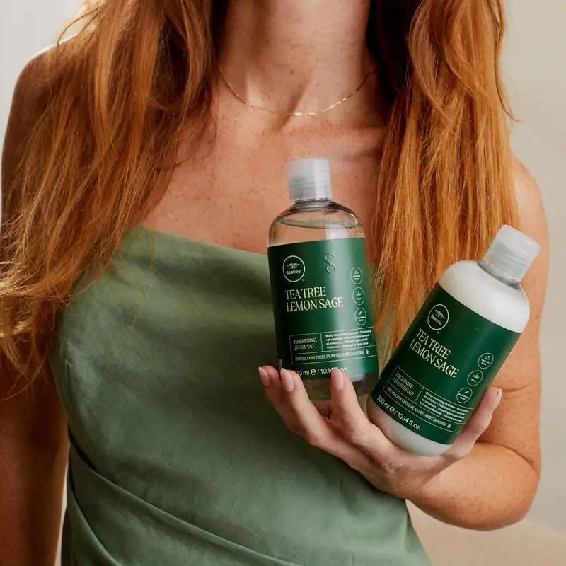 Tea Tree limón y salvia fresca junto al producto para sensación revitalizante