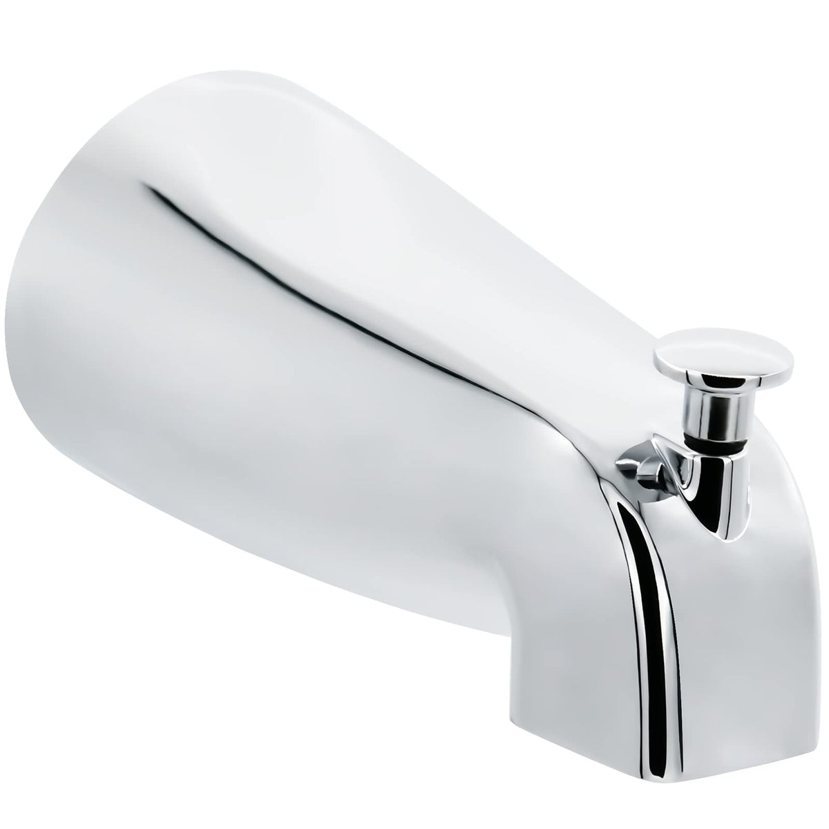 Tearel front view chrome tub spout showing sleek profile and easy installation benefit
