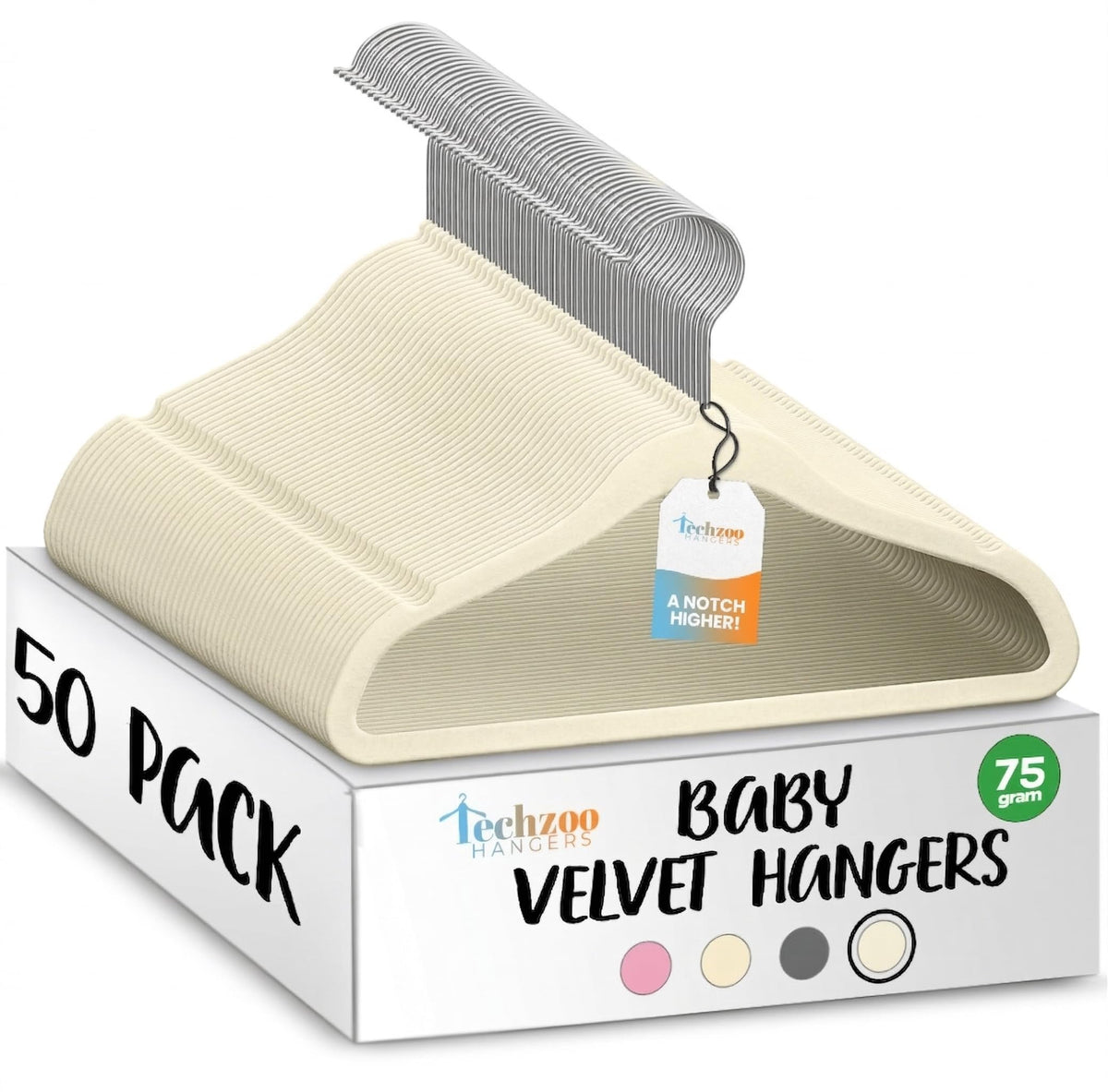 TechZoo perchas frontales pack mostrando uniformidad y ahorro de espacio